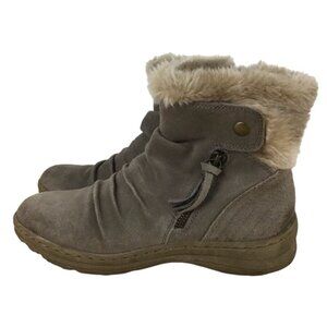 Baretraps suede faux fur ankle winter boots tan beige